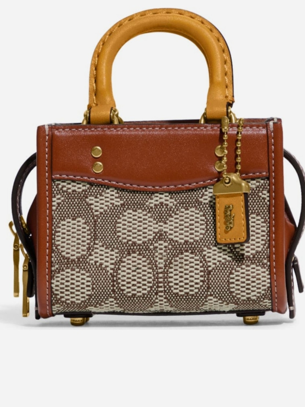 Coach Signature Jacquard Mini Tote in Brown & Tan